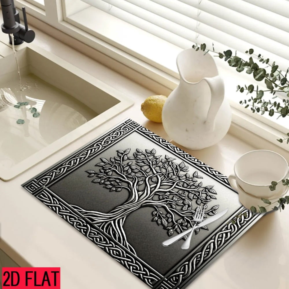 2D flat 1 kitchen stove cover, simple and artistic pattern design, Nordic-style kitchen mat, coffee machine mat, operation counter decoration, the first choice for kitchen gifts. The size is 28.3x20.