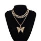 thumbnail image 2 of Conjunto de collar de eslabones cubanos de mariposa, collar con colgante de gargantilla de hip hop para mujer, cadena con diamantes de imitación ostentosos JFHHH pequeña, 2 of 3