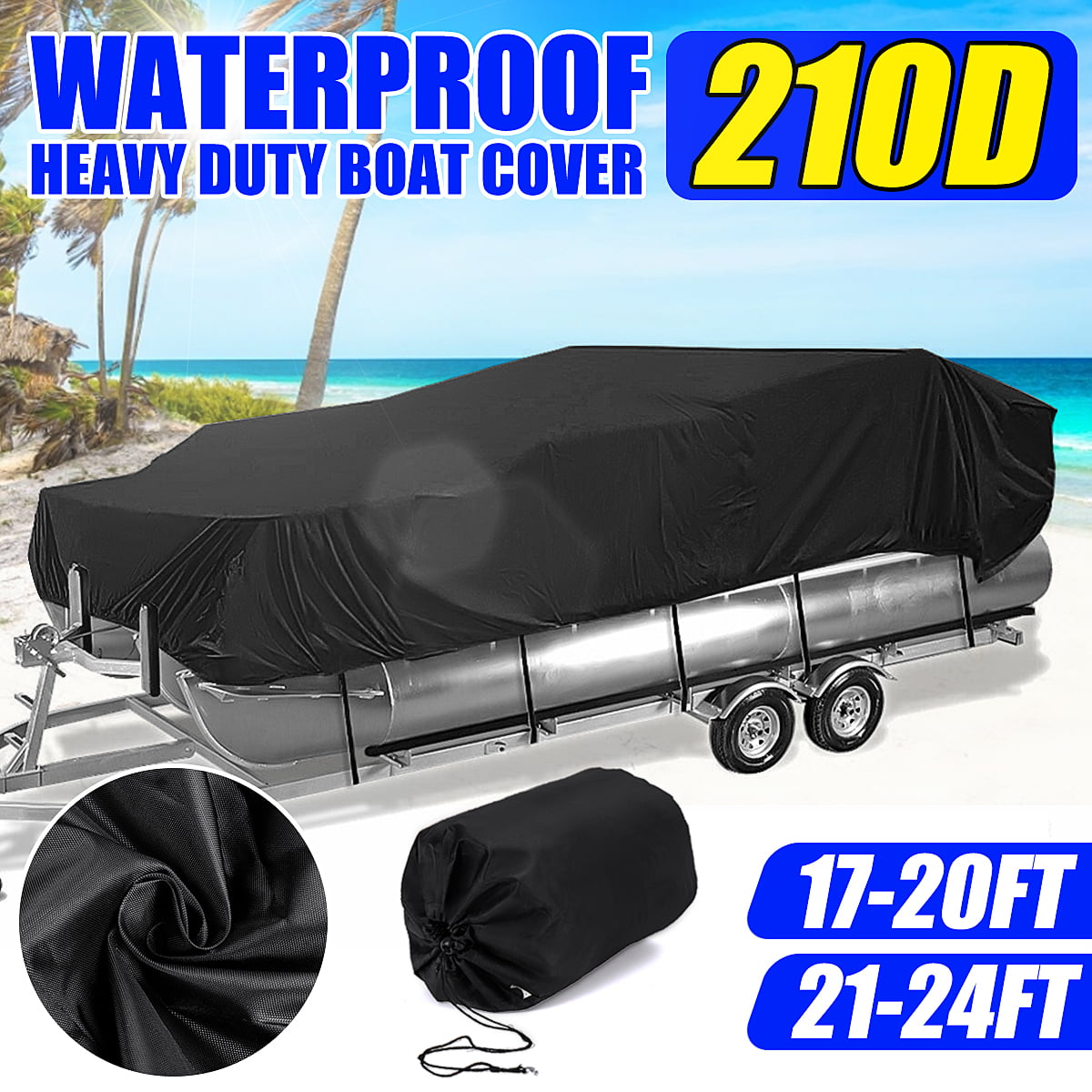 Size : 17-20FT Pontoon Boat Cover,210D Trailerable Heavy Duty Boat Covers,Rain Snow Dust Proof Protection Mooring Cover,Ultimate Durability Waterproof Boat Covers,with Storage Bag 
