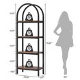 thumbnail image 5 of Finmind 4-Tier Industrial Bookshelf, 71" Arched Farmhouse Storage Shelves with Metal Frame for Bedroom, Living Room, Home Office, Brown, 5 of 7