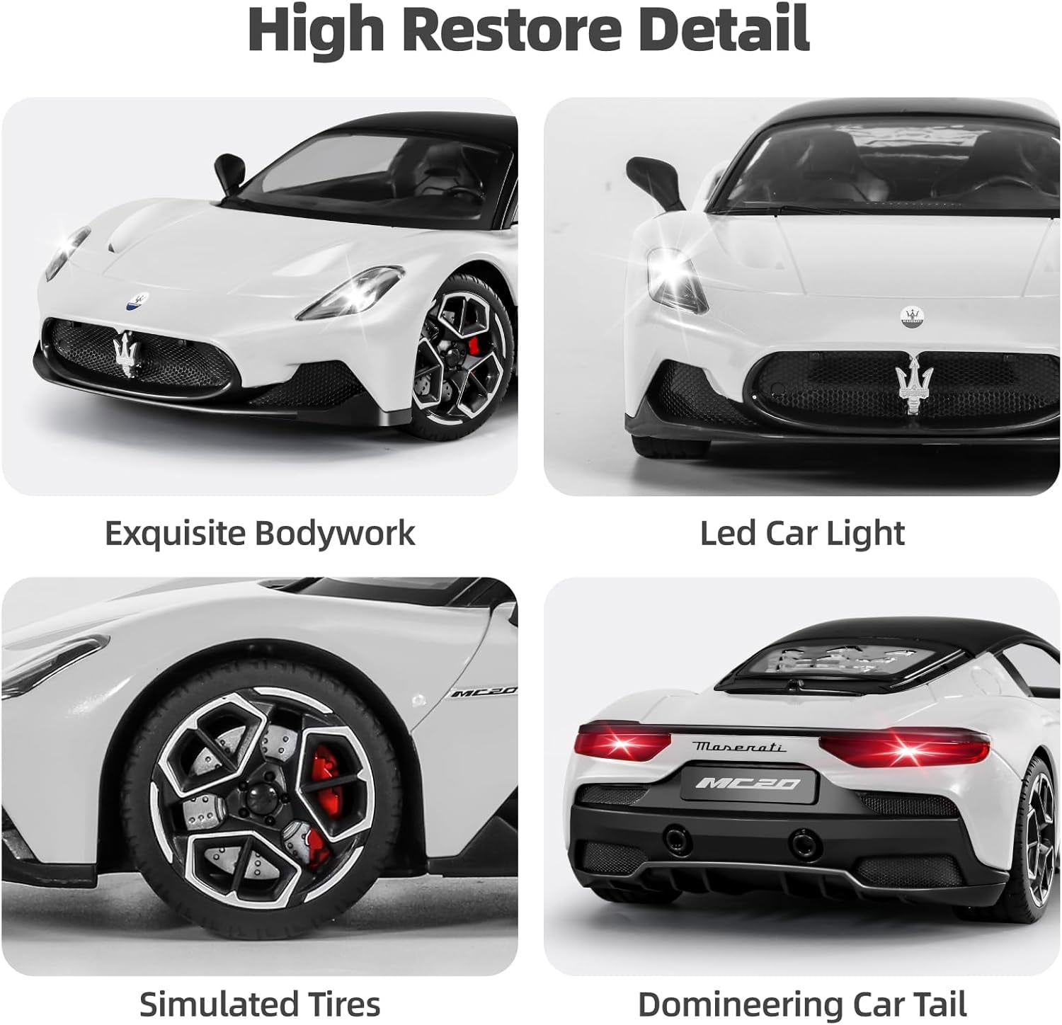 MIEBELY Maserati Remote Control Car, Openable Door 1:12 Scale Rc Toy Car 7.4V 900mAh Licensed 12Km/h Fast Rc Cars with Led Light 2.4Ghz Model Car for Adults Boys Girls Birthday Ideas Gift (White)