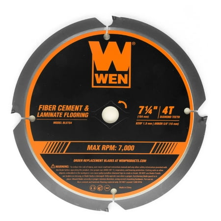 WEN 7-1/4-Inch 4-Tooth Diamond-Tipped (PCD) Professional Circular Saw Blade for Fiber Cement and Laminate