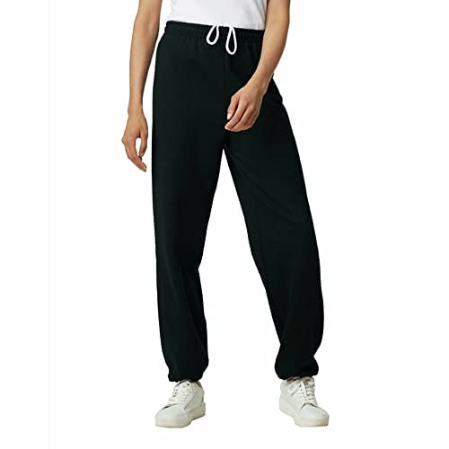 Gildan Adult Fleece Elastic Bottom Sweatpants, Style G18200, Black, Large