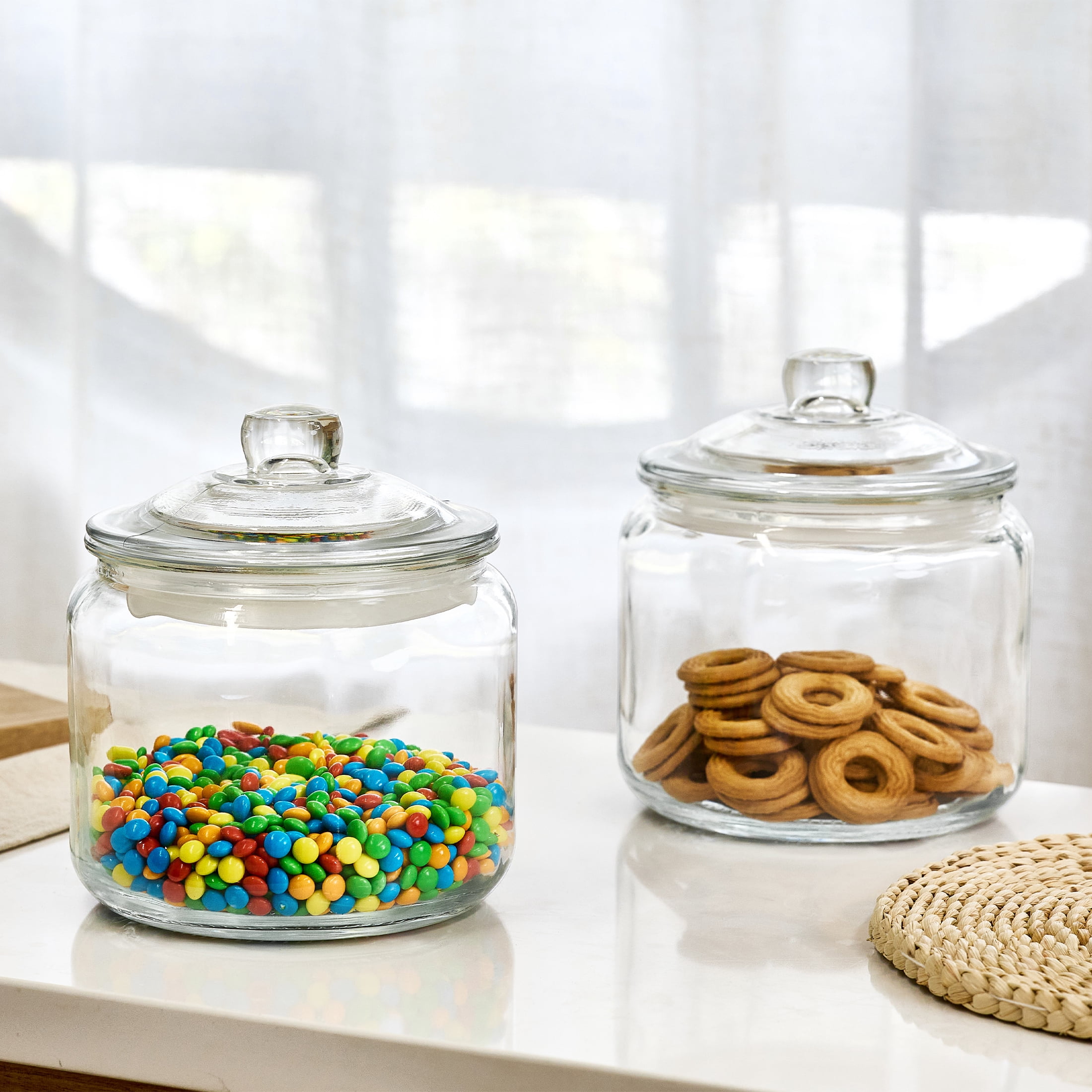 Mainstays Clear Glass Storage Jar with Lid, 3 Quarts