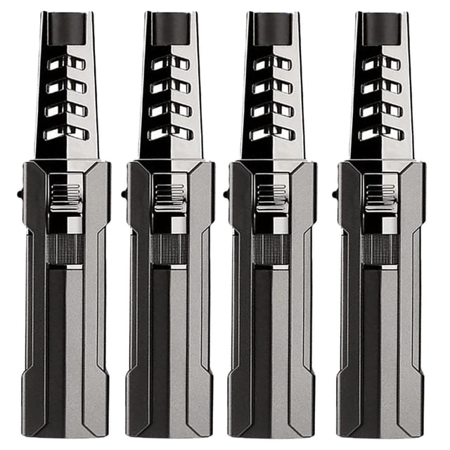 Encendedor Compacto Rellenable LighterProBlack 4 Pzas Negro Recargable Metal Gas Butano.