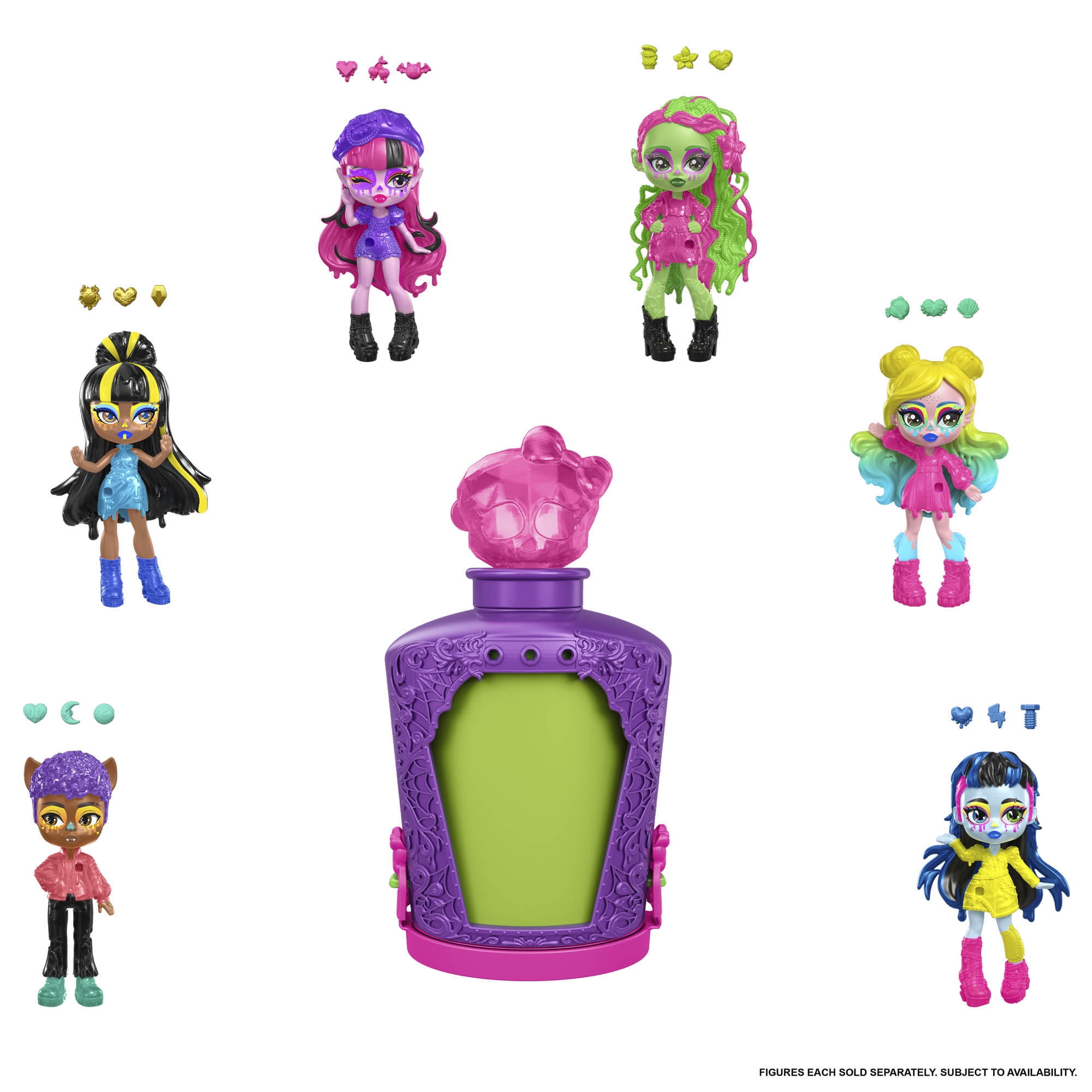 Monster High Potions Mini Dolls, Surprise Character Figures with Water Reveal (Characters May Vary)
