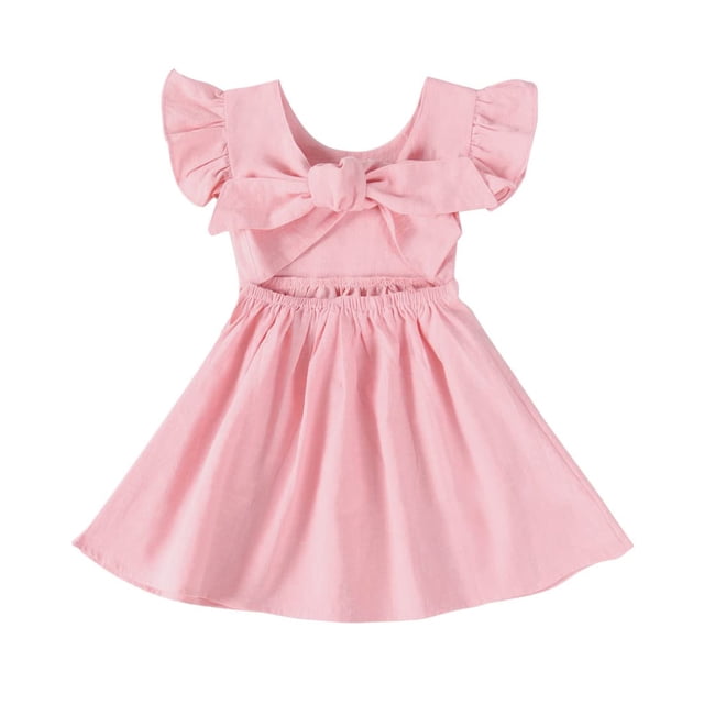 Vestido CM C&M WODRO rosa de algodón y lino para niños de 5 a 6 años