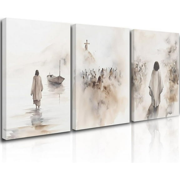 Hieng Jesus and Lamb Canvas Wall Art Jesus Running After Lost Lamb Picture Wall Art Jesus Canvas Print Christian Wall Decor Art Christian Home Decor Jesus Pictures Christian（Only canvas）