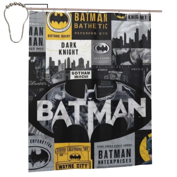 Bathroom Shower Curtain Liner Batman Home Decor Washable Fabric 60" x 72" with Hooks