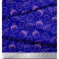 thumbnail image 2 of Soimoi Blue Cotton Voile Fabric Fish & Noodles Food Printed Fabric 1 Yard 42 Inch Wide, 2 of 3