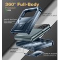 thumbnail image 5 of Dexnor Shockproof Case for Samsung Galaxy Z Flip 3 5G,Rugged Bumper Protective Case with Foldable Kickstand, Holster Cover with 360°Rotatable Belt Clip,Blue, 5 of 5