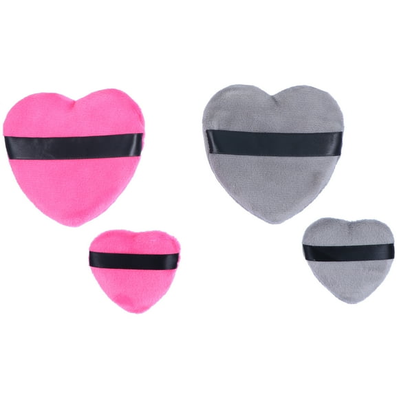 EeaseMX 4 borlas de algodón con forma de corazón para maquillaje facial. Herramienta de maquillaje.