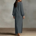 thumbnail image 6 of Guieoi Shift Dresses for Women 2026 Fall Long-Sleeve V-neck Cotton-Linen Split-Hem Dress Gray XXL, 6 of 7