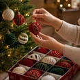 thumbnail image 4 of 12 Pack, Christmas Tree Ornaments Set 2.5 Inch Velvet Christmas Ornaments Flocked Burgundy Red Green Christmas Ball Ornaments for Indoor Christmas Decorations Holiday Home Party, 4 of 7