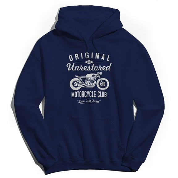 Original & Unrestored Motorcycle Club Graphic Navy Men's Cotton Pullover Hoodie