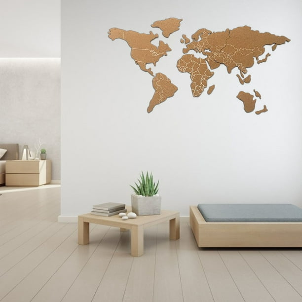 Carte du monde en bois art mural, carte du monde push pin, carte de voyage  Puzzle