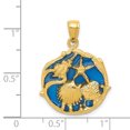 thumbnail image 2 of 14k Yellow Gold Solid Blue Enameled Shell Cluster Charm Pendant, 2 of 2