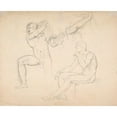 thumbnail image 2 of Eduard Julius Friedrich Bendemann 14x12 Black Ornate Wood Framed Double Matted Museum Art Print Titled: Studies of Men (1811-89), 2 of 5