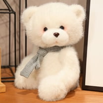 Uxgjfwu 9-Inch White Bear Plush Toy, Stuffed Animal Bear with Scarf Accessory, Cute Sleep Companion Doll, Gift Idea