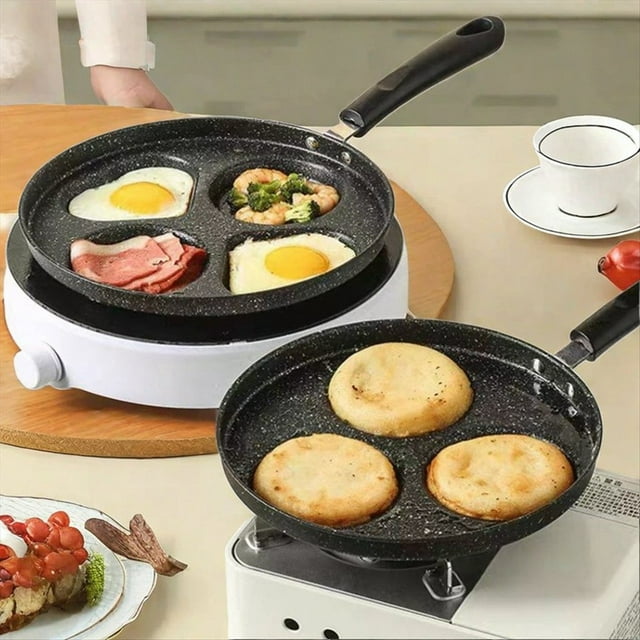 Sartén para Desayuno de 4 Agujeros, Mini Sartén para Tortillas, Utensilios de Cocina para el Hogar, Sartén Pequeña Antiadherente, Molde para Hacer Bolas de Masa de Huevo