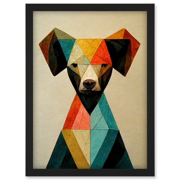 Geometric Cute Fun Chihuahua Dog Artwork Framed Wall Art Print A4