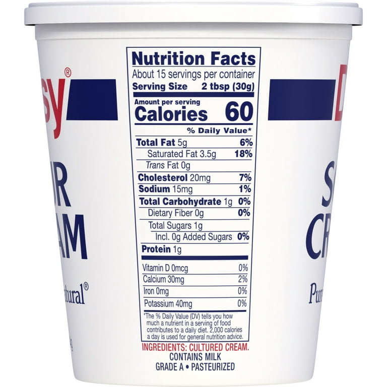 Daisy Pure and Natural Sour Cream, 16 oz (1 lb) Tub (Refrigerated)