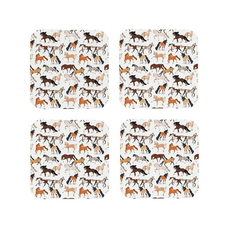 

Leather Coasters with Heat-resistant for Drinks Simple Painted Cool Horse_A Cup Coasters Cup Pad Mat for Tabletop Protection Coffee Table Office Desk and Housewarming Gift