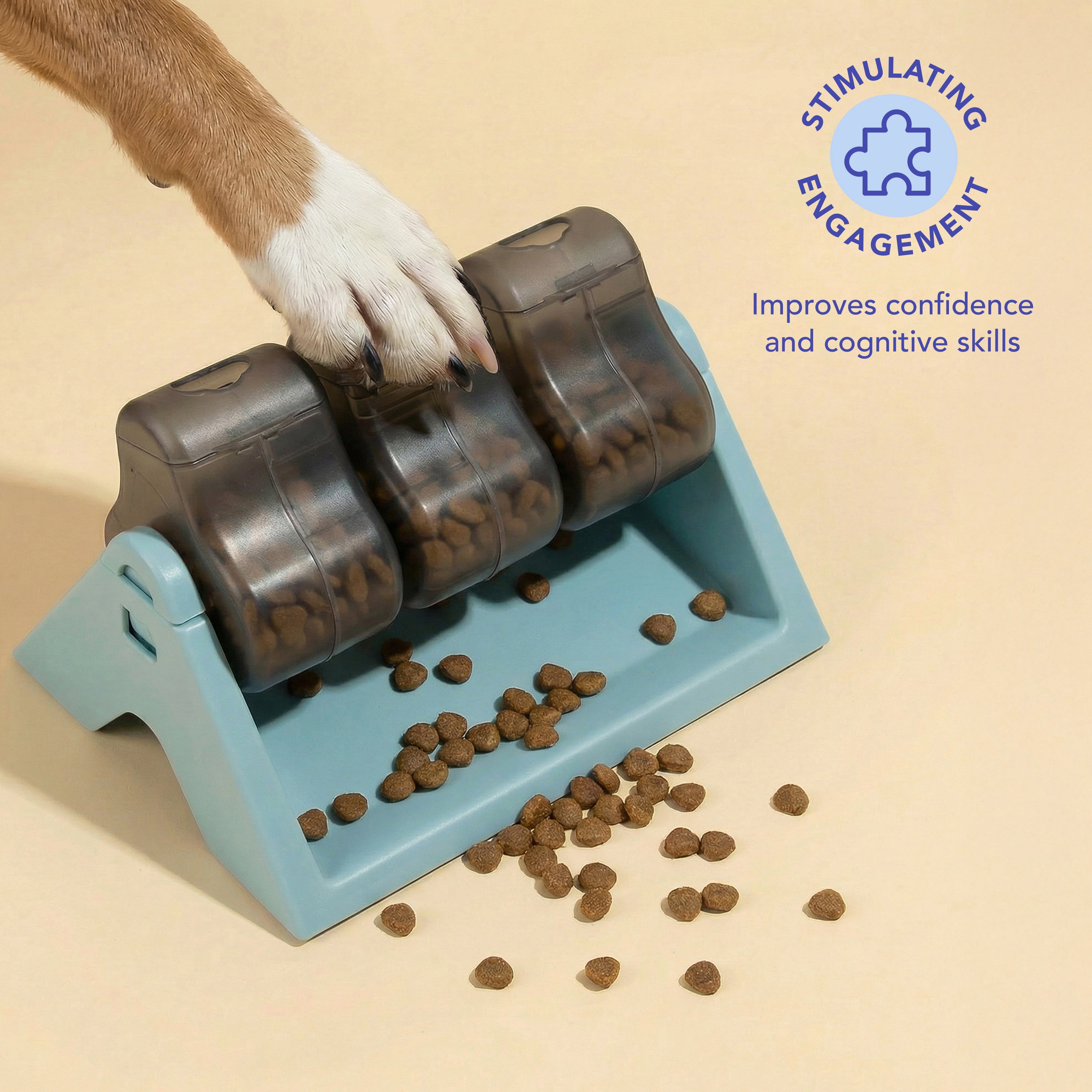 Oodles Durable Plastic Spinner Enrichment Dog Treater, Blue, One Size