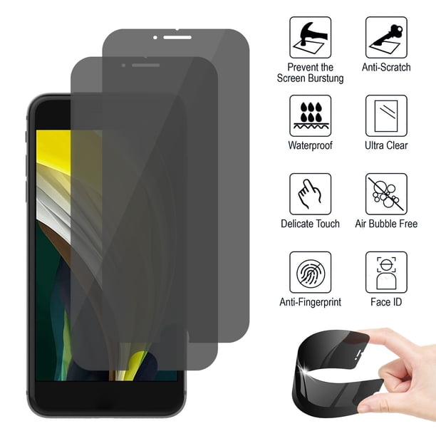Privacidad Protector de pantalla completa Anti-See Vidrio templado para IPhone SE3 (2022) Película de acero de vidrio