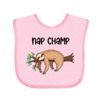 Inktastic Nap Champ Cute Sleeping Sloth Boys or Girls Baby Bib