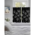 thumbnail image 3 of Spring Dandelion Bathroom Window Curtain, Modern Country Flower Black White Light Filtering Coffee Kitchen Curtains, Bedroom Living Room Curtains 2 Panel 84"x54", 3 of 6