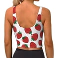 thumbnail image 3 of Haiem Hand Drawn Strawberry Pattern Womens Sports Bra - U Neck Padded Low Impact Yoga Bra Workout Crop Top Gym Moisture-Wicking Workout Vest -Medium, 3 of 9