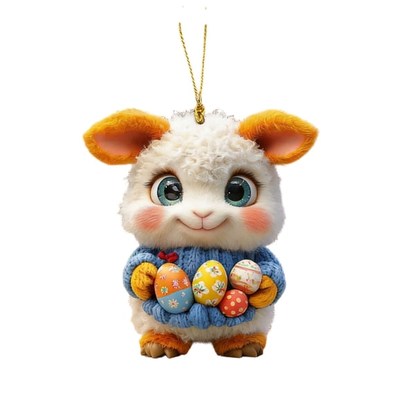 Ornement de Pâques Suspendu Lapin en Acrylique et Œuf Décor Plat Art Mural pour Maison et Jardin Célébration Saisonnière Pièce Décorative