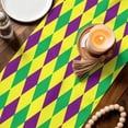 thumbnail image 3 of Green Purple Plaid Table Runner 70 Inches, Modern Geometric Minimalist Checkered Bed Runner Dresser Scarves Tabletop for Indoor Outdoor Parties/Ceremony/Banquet, 13" x 70", 3 of 9