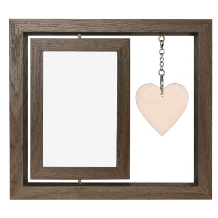 HEATSHAKING Rustic Wedding Picture Frame Light Brown Heart Pendant Valentines Day 1Pack
