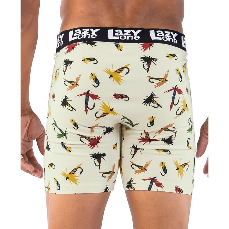 Lazy One Funny Animal Boxer Briefs for Men, Underwear for Men, Fish,  Hunting (Fly Fishing, X-Large)
