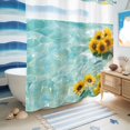 thumbnail image 4 of No Hook Shower Curtain with Built-in Rings - Country Summer Washable Waterproof Fabric Bathroom Curtains for Hotel,Rentals, 72 X 78 Inch Long , Watercolor Lake Lemon Sunflower Gold Blue, 4 of 8