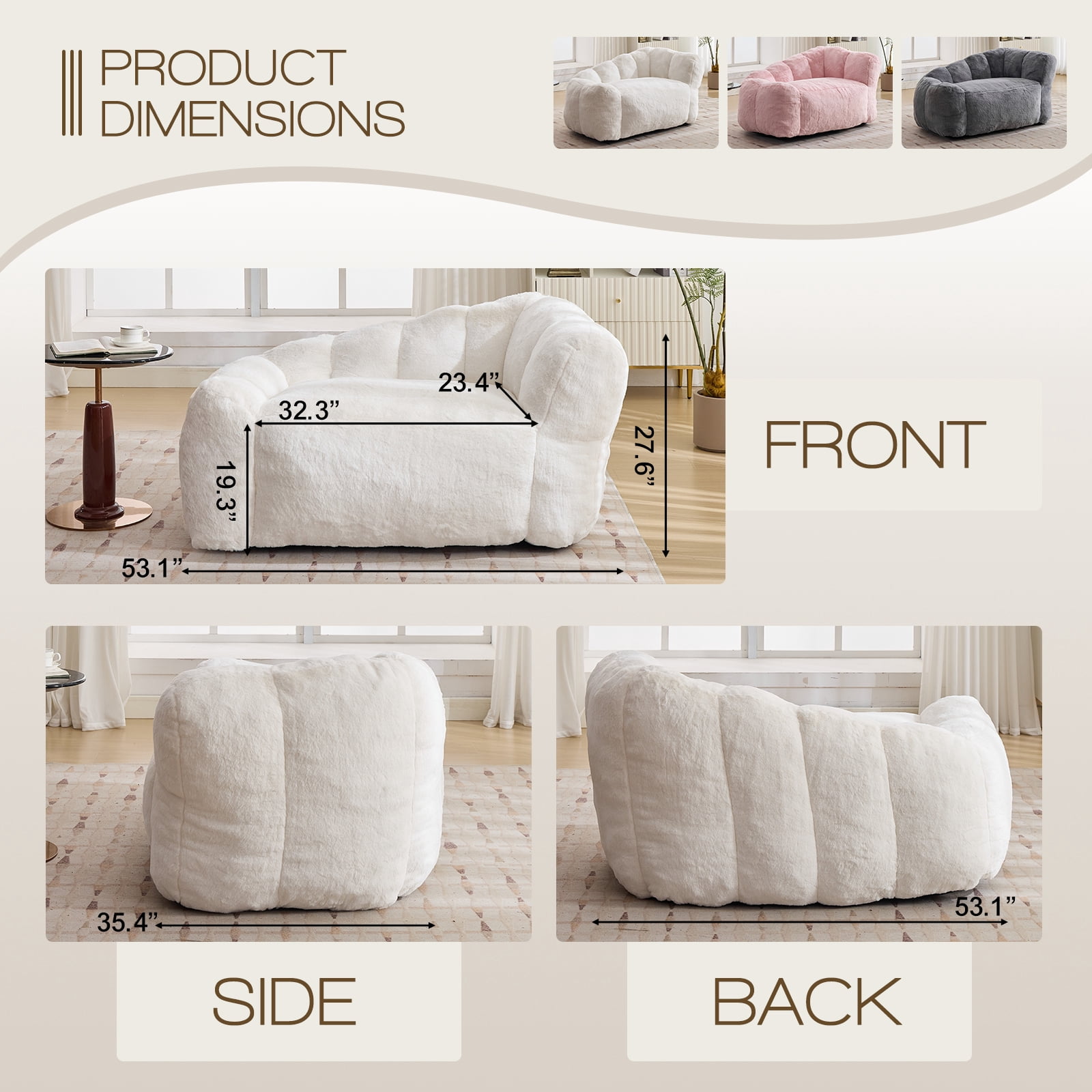 Dog Sofa Couch Bed for Large Dogs, 51" Pet Sofa with Faux Fur Fabric, Comfortable Pet Couch with Backrest and Armrests Beige