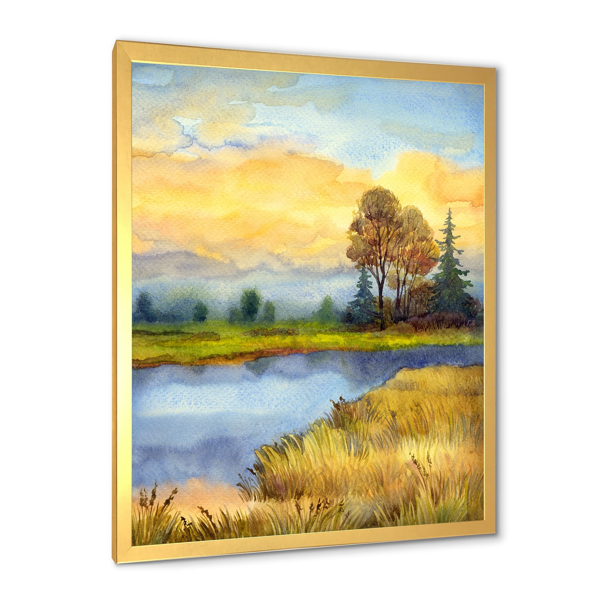 Designart 'The Awakening of Nature Over Meadows' Lake House Framed Art Print