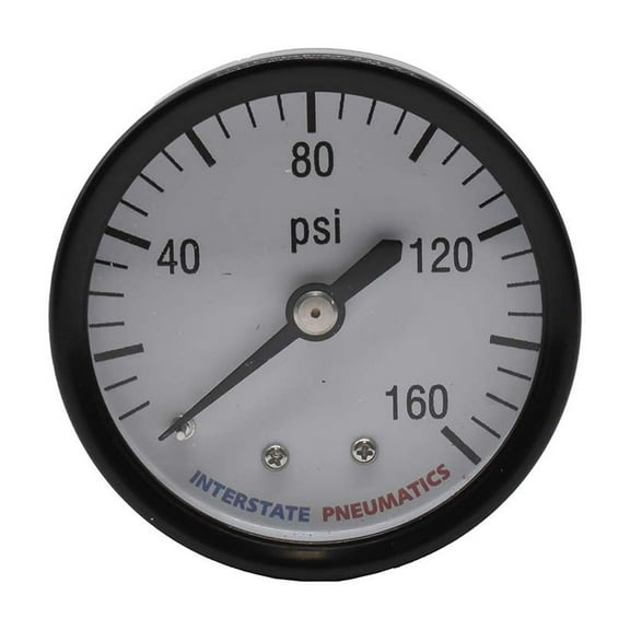 Interstate Pneumatics G2112-160 Pressure Gauge 160 PSI 2 Inch Diameter 1/4 Inch NPT Rear Mount