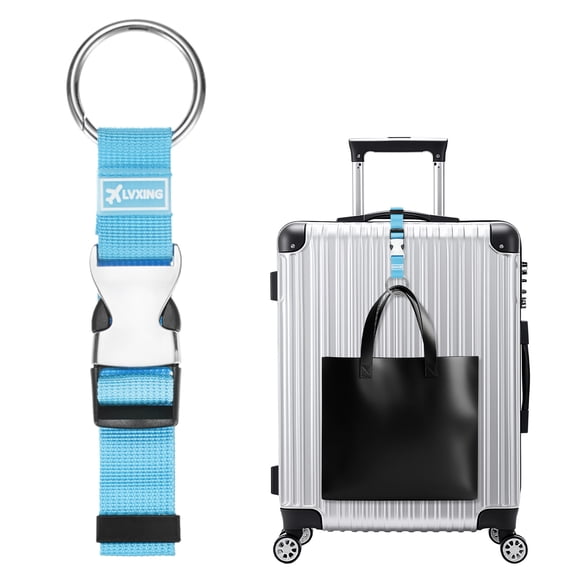 1-Pack Add A Bag Luggage Strap, Adjustable Suitcase Belt, Carry Strap with Ring Buckle [Blue]