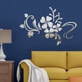 thumbnail image 3 of Espejo de pared extraíble con diseño de flores de plástico para el hogar, sala de estar, decoración, color plateado, 3 of 6