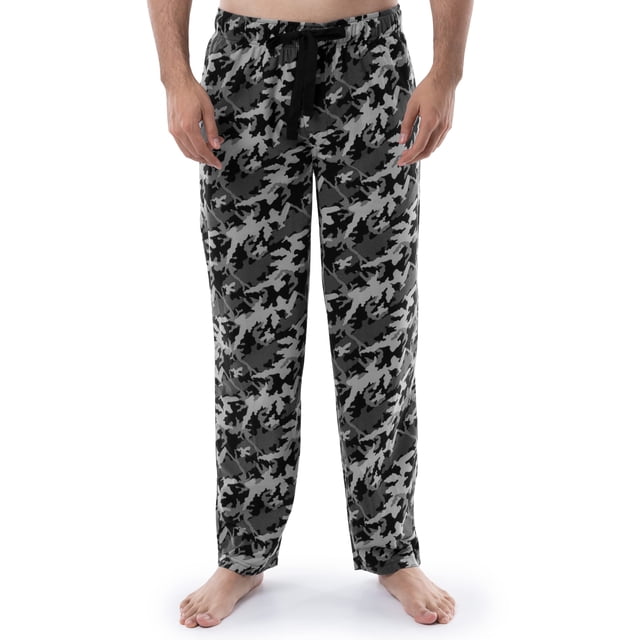 Pantalón de Pijama para Hombre IZOD de Franela Polar Camuflaje Gris Talle S
