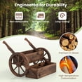thumbnail image 6 of Costway 2 PCS Rustic Wood Wagon Planter 2-Tier with Wheels Handles&Drainage for Patio Balcony, 6 of 9