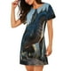 thumbnail image 2 of Disketp Wild Blue Cool Dragon para Camisón Corto de Manga Corta para Mujeres, Camisón Cómodo con Escote Redondo, Bonito y Confortable, 2 of 6