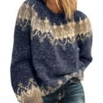 thumbnail image 3 of Wutalume Women's Winter Casual Loose Mohair Chunky Knit Sweater, Cozy Fuzzy Top, Warm Pullover for Cold Weather and Indoor Lounging,Blue S, 3 of 5