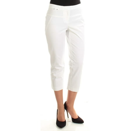 White Womens Pants - ALFANI Womens White Flat Front Capri Wear To Work Pants Size: 2