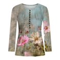 thumbnail image 5 of QATAINLAV Fall Long Sleeve Tops for Women Casual Button V Neck Oversized Pullover Floral Print Shirts Streetwear, Multicolor, M, 5 of 6