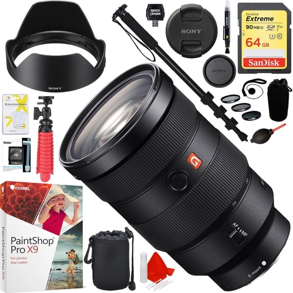 Sony FE 24-70mm F2.8 GM Full Frame E-Mount Lens with 64GB SD Card Plus Accessories Bundle