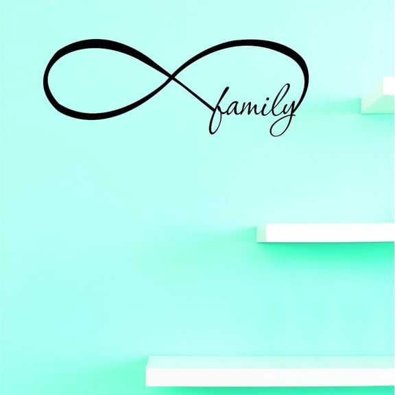 Custom Decals Infinity Family Wall Art Size: 8 X 20 Inches Color: Black